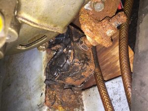 Corroded boat engine mount